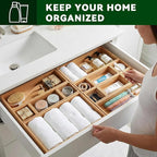 Bamboo Drawer Organizer 14 Pcs for Kitchen Multi-purpose Storage Dividers for Kitchen, Office, Jewelry, Cosmetics, Wooden Drawer Dividers for Drawer Organizer Desk Organizer Gift for Women Gifts Idea