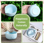 Matcha Whisk Set, 5 Pcs Ceramic Matcha Set, Matcha Kit Set Includes Matcha Bowl, Matcha Whisk and Holder, Bamboo Scoop and Sifter, Matcha Tea Set, Ideal Gift for Family/Friend (Blue)