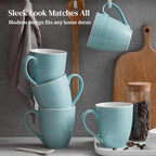 DOWAN Ceramic Coffee Mugs, 17 oz Coffee Cups for Women Men, Coffee Mug Set of 6 for Latte, Hot Tea, Cappuccino, Mocha, Cocoa, Turquoise