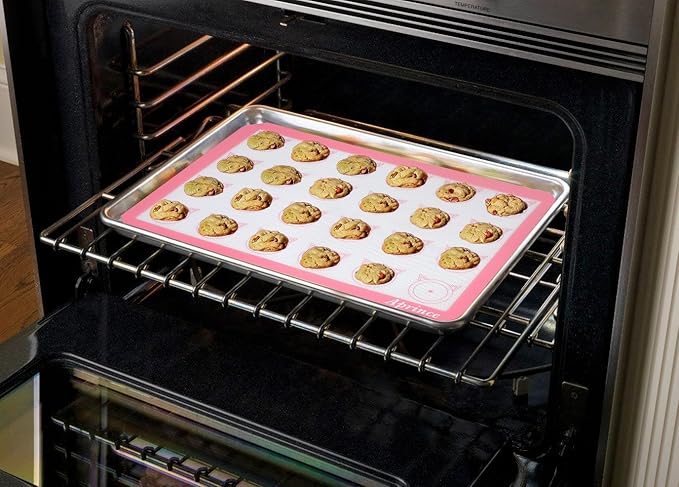 Aprince 2 Pack of Silicone Baking Mats Silicone Pastry Mat,Non-stick Baking Mat Pink 16.5x11.8x0.09 inch Silicone Mat Silicon Baking Mat Set Baking Mats Silicon Mats for Baking mats non stick silicone