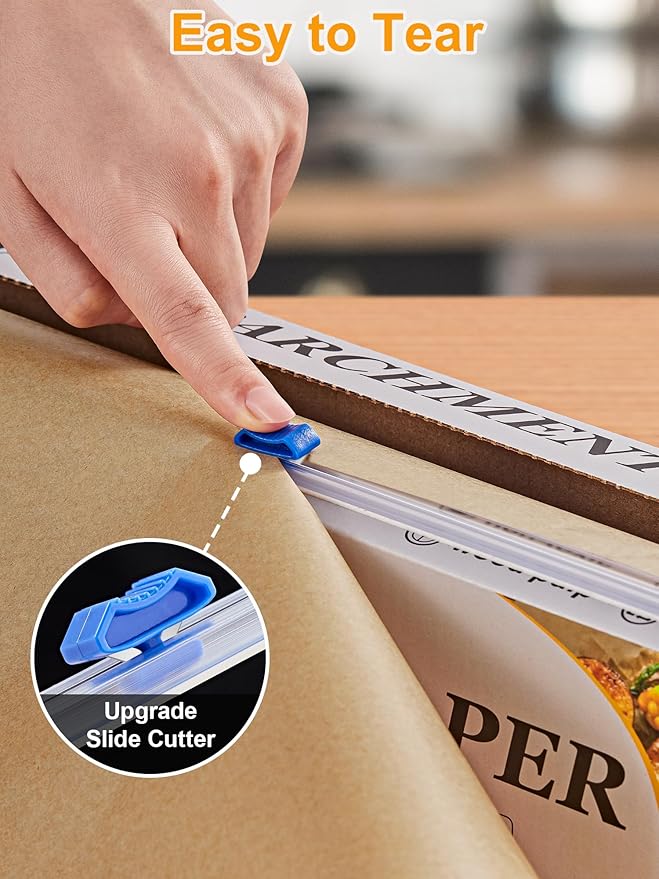 SMARTAKE Parchment Paper Roll for Baking, 2-Pack of 13 in x 278 ft, 600 sq.ft, Non-Stick Baking Paper Sheets with Slide Cutter, Heavy Duty Extra Long, for Kitchen Baking Cooking Grilling, Unbleached
