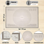 Silicone Pastry Mat 34x26 Inch Nonstick Baking Mat -Perfect for Dough, Pastry, Bread, Dough Rolling, Kneading Board, Pie Crust, Fondant, Pasta/Pizza, Kitchen Counter Mat