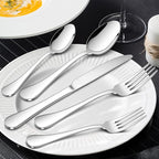 Herogo 18/10 Stainless Steel Silverware Set, 30-Piece Fancy Flatware Cutlery Set for 6, Modern Tableware Eating Utensils for Home Restaurant Wedding, Mirror Polished, Dishwasher Safe