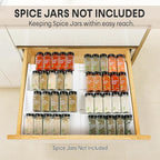 Bamboo Spice Drawer Organizer, (Need 3.1” Deep Drawer) Expandable 4 Tier Spice Rack for Cabinet (From 12" to 23" Wide), Seasoning Storage Insert, Spice Organizer for Drawer,Jars Not Included