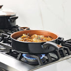 Farberware Glide Ceramic Nonstick Saute Pan / Frying Pan / Fry Pan with Lid and Helper Handle - 4 Quart, Black