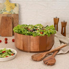Luxe Designs Wooden Salad Bowl Set with Serving Utensils Eco-Friendly, Multipurpose Mixing & Serving Bowl for Salads, Pasta, Fruits & More (Natural, Extra Large)