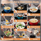 Onader Silicone Cooking Utensils Set of 10, Kitchen Utensils for Nonstick Cookware, Heat Resistant & Nontoxic Spatula Set- Khaki