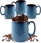 HASENSE Coffee Mugs Set of 4, 15 Ounce Porcelain Mug Set with Handle for Morning Coffee Tea and Cocoa, Ceramic Coffee Cups with Beautiful Glaze for Men, Women, Navy