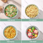 LOVYANXUE Bamboo Fiber Salad Bowl with Servers Set Large 9.8inches Nature Bamboo Mixing Bowl with Servers with Lid Spoon and Fork for Fruits,Salads and Vegetables