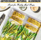 Commercial Quality Baking Sheet Pan Set, Natural Aluminum Cookie Sheet, Umite Chef Warp Resistant Baker's Half Sheet Pan, Large Thick Cookie Tray Pans for Baking, Roasting(2 Pack, 18X13In)