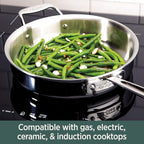 All-Clad D5 5-Ply Brushed Stainless Steel Fry Pan 10 Inch Induction Oven Broiler Safe 600F Pots and Pans, Cookware Silver