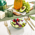 I00000 30 Pack 12 Ounce Clear Green Plastic Bowls Serving Bowls Hammered with Gold Rimmed, Heavy Duty Disposable Bowl Set,Small Bowls for Party Picnic