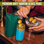 8 PCS Metal Martini Cocktail Picks for Drinks, Reusable Stainless Steel Martini Picks with Pickle Grabber, Dishwasher Safe for Dirty Martinis, Appetizers & Olives, Bloody Mary Bar Supplies