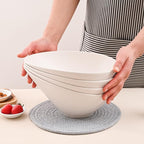 LOVYANXUE Salad Bowls, 4 Packs Serving Bowl, Compostable 33 Ounce Pasta Bowls, Elegant White Angled Bowl for Salad, Pasta, Soup, Prep, Ideal for Home and Restaurant