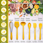 Sunflower Utensil Caddy with Silicone Cooking Utensils Set 6PCS, Canister Holder Sunflower Kitchen Decor and Accessories Theme Set Counter Yellow Kitchen Decor Country Crock Organizer Gifts for Women