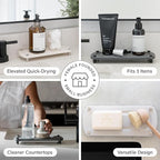 Dorai Home Stone Kitchen Sink Caddy - Diatomaceous Earth Sink Tray with Stainless Steel Feet, Water-Absorbing Countertop Organizer for Kitchen or Bathroom - Sandstone