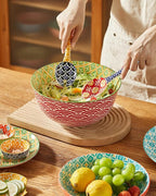 Metahom Ceramic Mixing Bowls for Kitchen, Colorful Nesting Bowls, Large Serving Bowls for Prepping, Baking, Mixing, Salad, Microwave Dishwasher Safe, 3.7/2.3/1.4 Qt, Set of 3
