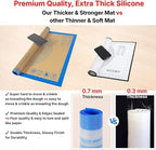 Silicone Pastry Mat with Measurements, 28 x 20 Inch Extra Thick Non-Slip Nonstick XL Baking Mat for Dough Rolling, Kneading, Fondant and Pie, Blue
