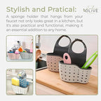Sponge Holder for Kitchen Sink to Hang from the Faucet. Modern Adjustable Kitchen Sink Sponge Holder with Drain Holes For Drying.