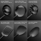 18/10 Stainless Steel Kitchen Utensils Set with Wood Handle Metal Cooking Utensils Set 10 Piece - Spatula, Spoon, Ladle, Skimmer, Slotted Turners, Pasta,Turner, Ladl, Fork