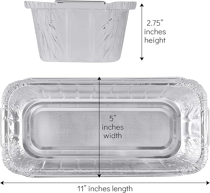 PLASTICPRO [3 Lb 25 Pack Disposable Loaf Pans Aluminum Tin Foil Meal Prep Bakeware - Cookware Perfect for Baking Cakes, Bread, Meatloaf, Lasagna 3 Pound 11'' X 5'' X 2.75''