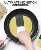 MICHELANGELO Non Stick Frying Pan - 12 Inch Frying Pan Nonstick with Lid, Large Fry Pan Induction Compatible, Black Ceramic Skillet with Lid