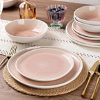 AmorArc Ceramic Dinnerware Sets,Handmade Reactive Glaze Stoneware Plates and Bowls Sets,Highly Scratch Resistant | Dishwasher & Microwave Safe Dishes Set,Service for 4 (12pc)
