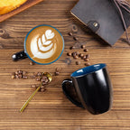 GBhome 12oz Coffee Mugs Set of 6, Large Ceramic Coffee Mugs for Man, Woman, Dad, Mom, Modern Coffee Mugs Set with handle for Tea/Latte/Cappuccino/Milk/Cocoa. Dishwasher&Microwave Safe,Blue