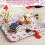 Vesici 3 Pcs Wildflower Graduation Serving Trays 13 x 10 Inch Pink Floral Class of 2026 Congrats Grad Melamine Platters Reusable Rectangular Serving Dishes for Graduate Party Snack Fruit Dessert Candy