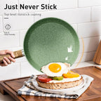 DishDelight 17Pcs Non Stick Pots and Pan Set, Granite Kitchen Cookware Sets, Induction Cooking Pans Set, Green