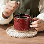 GBhome 15 OZ Large Stackable Coffee Mugs, Ceramic Coffee Mugs with Texture Patterns for Man,Woman,Dad,Mom, Modern Coffee Mugs Set of 4 for Latte/Cappuccino/Cocoa. Dishwasher&Microwave Safe