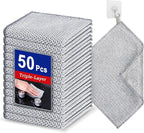50 PCS 3-Layer Non-Scratch Multipurpose Steel Wire Dishcloths - Reusable Quick-Dry Odor-Free Scrub Cloths for Dishes, Kitchen Cleaning Cloths for Cookware, Sinks, Stove Tops(7.87X7.87)