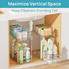 Vtopmart 2 Pack Higher Bathroom Organizer, 2 Tier White Under Sink Organizers Vanity Countertop Storage Container,Cabinet Drawers Bins, Pull-Out Organization with Track for Pantry, Kitchen