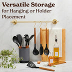 SMIRLY Kitchen Utensils Set – 22-Piece Silicone Cooking Utensils Set, Spatula Set with Holder, Wooden Handle Silicone Kitchen Gadgets for Nonstick Cookware