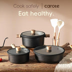CAROTE Nonstick Soup Pot With Lid, 4.5Qt Non Stick StockPot Large Cooking Pot with Lid, Titanium - containing Soup Pot, Induction Compatible, PFOA/PFOS Free