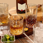 Moretoes Crystal Drinking Glasses Set of 12, Glass Whisky Cups, Mixed Glassware Set, 12 Oz Highball Glasses & 11 Oz Old Fashioned Glasses, Great for Cocktail and Other Beverages