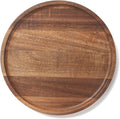 Round Wood Tray, Acacia Wooden Decorative Serving Tray for Coffee Table and Home Decor, Wooden Appetizer Charcuterie Board for Kitchen Countertop (9.8 inch)