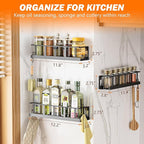 Spice Rack Wall Mounted 4 Pack, Space-Saving Spice Organizer for Spice Jars and Seasonings,Screw or Adhesive Hanging Spice Rack Organizer for Your Kitchen Cabinet,or Pantry Door