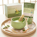 Matcha Kit Whisk Set (7 Pcs) - Complete Matcha Set, Matcha Bowl with Spout, Whisk with Holder, Bamboo Scoop with Rest and Sifter, Perfect Kit for Matcha Lovers (Green Mist)