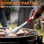 Portable Camping Cooking Utensils Set, Camp Kitchen Set with Organizer Bag, RV Essentials Outdoor Cooking Utensil Kit for Travel, Picnics, Camping, BBQs, Parties