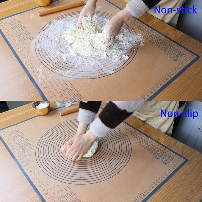 Silicone Pastry Mat 34x26 Inch Nonstick Baking Mat -Perfect for Dough, Pastry, Dough Rolling, Kneading Board, Pie Crust, Bread, Fondant, Pasta/Pizza, Kitchen Counter Mat