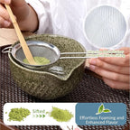 Joyscale Matcha Whisk Set, Matcha Set Whisk And Bowl, 8 Pcs Matcha Kit Set(Texture Design), 16 OZ, Japanese Matcha Tea Set, Matcha Making Kit Gifts for Tea Lovers(Mottled Green)