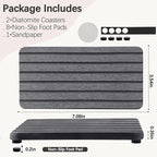 NiuYichee 2 PCS Water Absorbent diatomite Coasters, 7.1" x 3.5" Water Absorbing Stone Tray for Sink, Stone Drying mat for Kitchen Counter, Stone soap Tray Used for Hand Soaps & toiletries & Plants