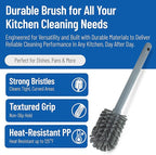 SPARTA Large Water Bottle Brush Ideal for Wide-Mouth Jars, Bottles and Tumblers, Dishwashing Tool with Handle for Home and Commercial Kitchens, Plastic, 12 Inches, Gray, (Pack of 6)