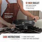 Victoria 12-Inch Cast Iron Skillet, Pre-Seasoned Cast-Iron Frying Pan with Long Handle, Made in Colombia
