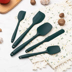Silicone Spatula Set, 5 Piece Food Grade Rubber Spatulas for Baking, Cooking, and Mixing High Heat Resistant Non Stick Dishwasher Safe BPA-Free (Dark Green)