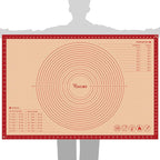 Extra Large Silicone Pastry Mat for Counter Rolling Dough,36x24 Inch,0.75mm Thick,Non Slip Silicone Baking Mat with Measurement(36 x 24 In,Red)