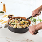 Farberware Glide Ceramic Nonstick Saute Pan / Frying Pan / Fry Pan with Lid and Helper Handle - 4 Quart, Black