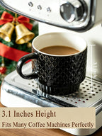 Gomakren Coffee Mugs Set of 4, 13 Ounce Stackable Coffee Mug Set with Stand, Stoneware Coffee Cup with Spoon for Coffee, Milk, Tea, Cocoa, Black