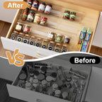 8-Pack Spice Drawer Organizer, Expandable Acrylic Seasoning Rack (13" to 26") with Anti-Slip Mat, Kitchen Spice Rack Drawer Holds up to 56 Jars (Jars Not Included)